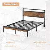 Flolinda King Size Bed Frame with Headboard, King Metal Bed Frame Storage with LED Lights & Charging Station,w/Solid 11 Bed Legs, No Box Spring Needed, Noise Free, Easy Assembly Flolinda