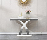Henf Faux Marble Luxury Console Table with X-Shape Steel Base, 47in Marble Top Narrow Table Console Sofa Table Behind Couch for Living Room, White Mable Entryway Table Foyer Table for Entrance Henf