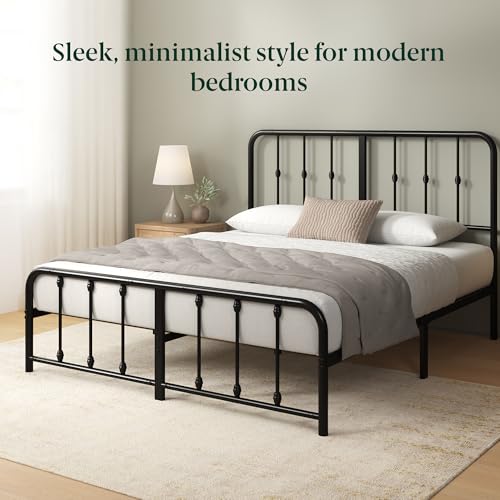 Zinus Leonardo Metal Platform Bed Frame, Victorian Spindle Style Headboard and Footboard, Heavy Duty Bed Base, Ample Underbed Space, Full Zinus