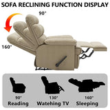 Relaxing Lazy Boy Recliner Chair for Adults,Small Recliners for Small Spaces,Manual Recliner Chair for Bedroom,Relaxing Reclining Chair with Backrest & Footrest for Living Room,Overstuffed (Khaki)