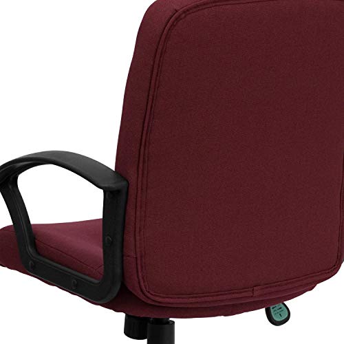 Flash Furniture Garver Mid-Back Burgundy Fabric Executive Swivel Office Chair with Nylon Arms Flash Furniture