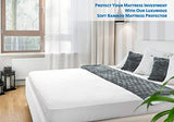 PlushDeluxe Premium Bamboo Mattress Protector – Full Size, Waterproof, & Ultra Soft Breathable Noiseless Washable Bed Mattress Cover for Comfort & Protection - White PlushDeluxe