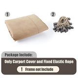 Birodeko Carport Replacement Canopy Cover 10'x20' for Tent Top Garage Shelter Cover with Ball Bungees, 800D Oxford Replacement Cover Waterproof & UV Protection, Not Included Frame (Light Brown) Birodeko