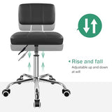 FURWOO Simple Square Office Chair with Back 360 Swivel Stool Chair with Wheels Height Adjustable Stool for Home Work Shop Task Spa Black FURWOO