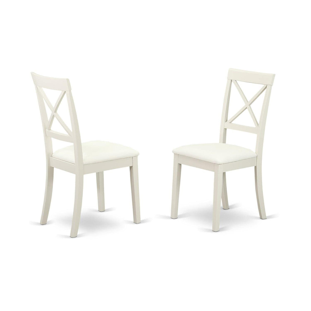 East West Furniture Boston Dinette Faux Leather Upholstered Wooden Chairs, Set of 2, Linen White East West Furniture