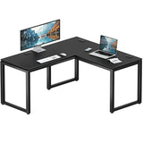 SHW 55 x 60 Inches Commercial-Grade L-Shape Corner Office Computer Desk, Black SHW
