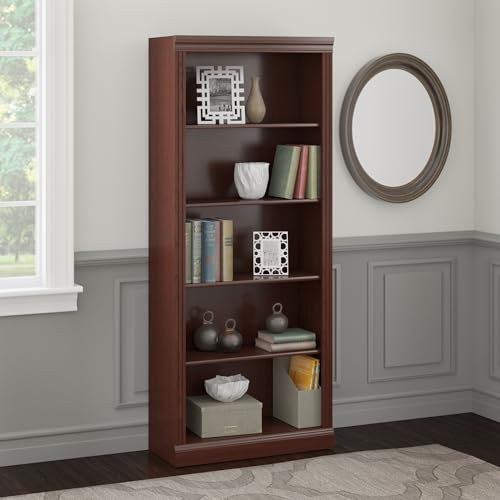 Saratoga Tall 5 Shelf Bookcase in Harvest Cherry by Bush Business Furniture Bush Business Furniture
