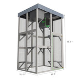 YOPTO 70.5" H Catio Outdoor Cat Enclosure,Cat House with Waterproof Roof and Large Enter Door,Wooden Shelter W/ 6 Jumping Platforms & 2 Napping Houses,Cats Cage for Walk in Kitten Kennel,Gray YOPTO