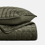 RECYCO Luxury Velvet Quilt Set King Size, Lightweight Velvet Comforter Set, Oversized Bedspread Coverlet Quilted Bedding Set, with 2 Matching Pillow Shams, for All Season, Olive Green RECYCO