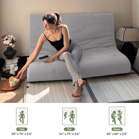 ZonLi Japanese Floor Futon Mattress Full Size 75"x 54", 100% Cotton Cover 2.5" Thicken Tatami Mattress, Foldable Sleeping Pad, Portable Dormitory Tatami Mat, Roll Up Floor Lounger Bed for Adult ZonLi