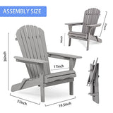 Ajikgn Outdoor Wooden Folding Set of 2 Solid Cedar Wood Lounge Patio Garden, Lawn, Backyard Adirondack Chair, Gray Ajikgn