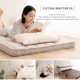 EMOOR Japanese Padded Futon Mattress Machi Twin Gray, Gusset Foldable Storable Elastic Bands Floor Sleeping Guest Bed Tatami Mat EMOOR