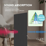 Wood Slat Wall Panel | 2 Pcs Soundproof Wall Panels 48" x 24.5" Wood Wall Panels 3D Sound Dampening Panels Wall Decoration - Black RITOLLO