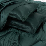A Nice Night Satin Silky Soft Quilt Sexy Luxury Super Soft Microfiber Bedding Comforter Set Full/Queen, Light Weighted (Blackish Green, Queen) A Nice Night