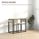 HOMCOM 3-Piece Industrial Dining Table Set for 2, Kitchen Table and Chairs, Dining Room Sets for Small Spaces, Oak HOMCOM