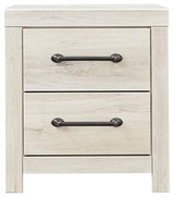 Signature Design by Ashley Cambeck Farmhouse Industrial 2 Drawer Two Drawer Nightstand with 2 Slim-Profile USB Charging Stations, Whitewash Signature Design by Ashley