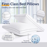 ROUMEA Pillows Queen Size Set of 2, Gusseted Bed Pillows for Sleeping 2 Pack, Luxury Hotel Quality, Supportive Queen Pillow with Soft Down Alternative for Back Stomach Side Sleepers, Machine Washable ROUMEA