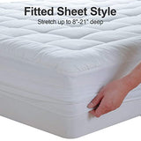 EASELAND Twin Size Mattress Pad Pillow Top Mattress Cover Quilted Fitted Cooling Protector Single Cotton Top 8-21" Deep Pocket (39x75 Inches, White) EASELAND