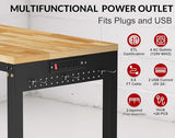 MUWOOD 72”Heavy Duty Work Bench, 2-Layer Adjustable Workbench, 5000 LBS Capacity Work Bench with Power Outlet & Pegboard, Rubber Wood Work Table for Garage, Workshop, Office, Home MUWOOD
