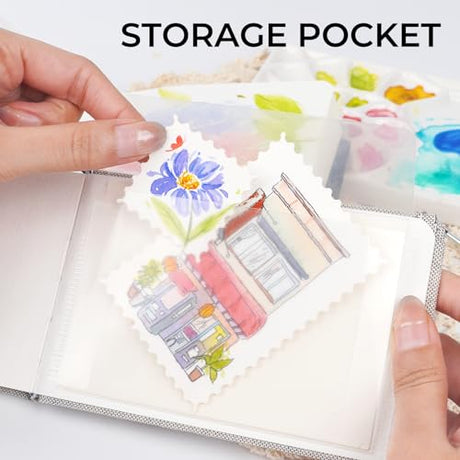 Funto Watercolor Journal, 3.5x5.5, 48 Pages, Cold-Pressed, Inner Pocket, 110lb/230gsm, Art Supplies for Watercolor Techniques and Mixed Media Funto