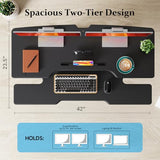 JYLH JOYSEEKER 42 inch Standing Desk Converter, Height Adjustable Desktop Standing Desk with Keyboard Tray for Two Monitors, Sit to Stand up Desk Riser Computer Workstation for Home Office, Black JYLH JOYSEEKER