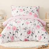 PHF 4 Piece Toddler Bedding Set, Ultra Soft Toddler Comforter Sets Include Comforter, Fitted Sheet, Flat Top Sheet and Pillowcase for Girls, Floral Bed in A Bag for Baby Bedroom, Floral PHF