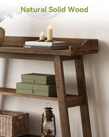 LITTLE TREE Solid Wood Entryway Table, 45" Narrow Console Table for Entryway, 3-Tier Modern Farmhouse Behind Couch Sofa Table with Raised Sided Back Panel for Entrance, Entry, Hallway, Dark Brown LITTLE TREE