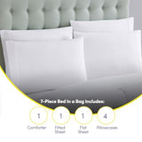 Sweet Home Collection 7 Piece Comforter Set Bag Solid Color All Season Soft Down Alternative Blanket & Luxurious Microfiber Bed Sheets, White, Queen Sweet Home Collection
