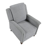 Lexicon Push Back Recliner Chair with Footrest, Reclining Sofa Armchair, Modern Chenille Fabric Recliner with Nailhead Trim for Living Room/Office/Apartment, Gray