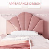 IDEALHOUSE Twin Bed Frame, Velvet Upholstered Platform Bed Frame with Height Adjustable Headboard for Boys & Girls, Wood Slat Support, Easy to Assemble, No Box Spring Needed, Light Pink IDEALHOUSE