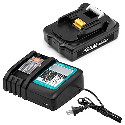 Bonadget 1Pack 3.5Ah 18V Replacement Battery for Makita and 14.4V-18V Battery Charger Combo for Makita LXT 18Volt Battery and Charger BL1860 BL1830 BL1850 BL1815N BL1840 BL1830B BL1860B Tools Battery Bonadget