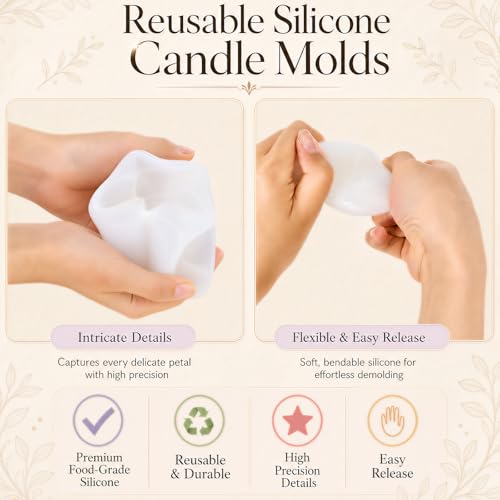 Defresit 13 Pcs Reusable Candle Molds for Candle Making, Cylinder Star Moon Cloud Cat Shapes, DIY Moldes para Velas, Silicone Mold Making Kit for Beginners, Soap & Resin Craft Kit, Mother’s Day Gift