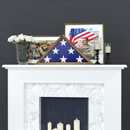 ASmileIndeep Flag Display Case for 5' x 9.5' Burial Flag, Solid Wood Burial Flag Shadow Box with HD Tempered Glass and Wall Mount，Flag Case for - WoodArtSupply