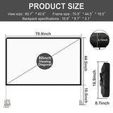 Projector Screen with Stand 80 inch Portable Projection Screen 16:9 4K HD Projections Movies Screen with Carry Bag for Indoor Outdoor Home Theater Backyard Cinema Travel SKERELL