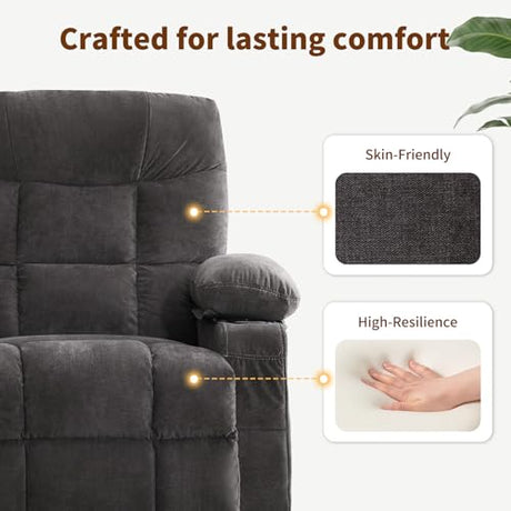 PoteSoar Power Lift Recliner Chair for Elderly with Massage and Heat, Comfortable Electric Power Reclining Chair with Side Pockets,2 Cup Holders and USB Charging Port for Living Room (Grey) PoteSoar