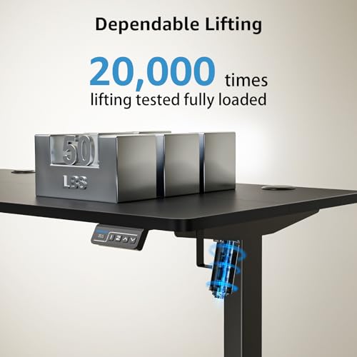 MOUNTUP Electric Height Adjustable Standing Desk, 48 x 24 Inches Sit Stand Desk with Memory Controller, Ergonomic Stand Up Desk for Home Office with Splice Board, Black MOUNTUP