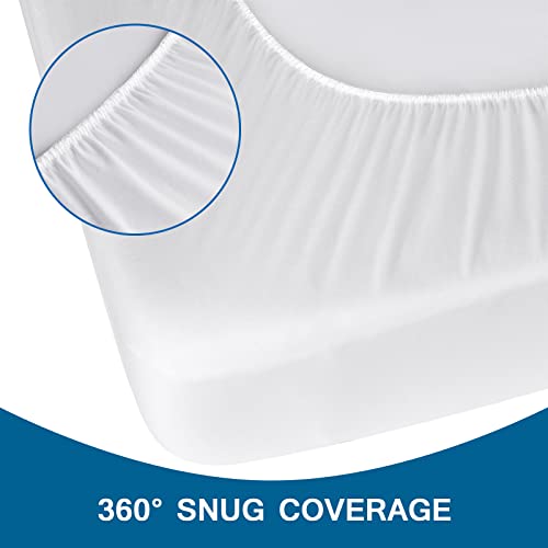 Twin Fitted Sheet Only, Twin Size Sheets for Kids Up to 12 Inches Deep Procket, Single Bed Mattress Sheets Stretchable Breathable Cover for Air Mattress, White Coldwind