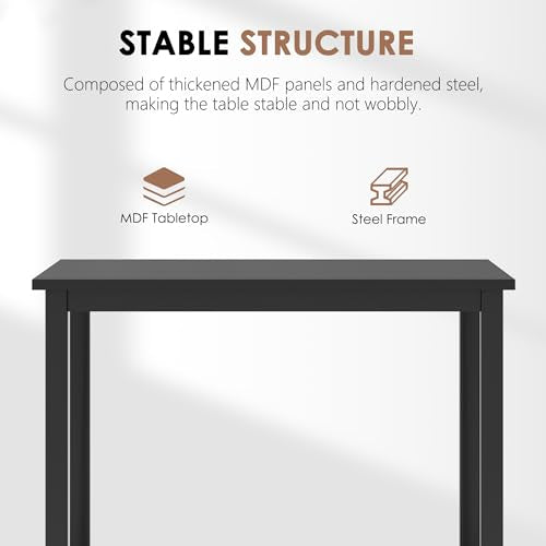 Need Small Square Dining Table- 31-1/2'' Sturdy and Heavy Duty Writing Desk for Small Spaces and Writing Table Desk Breakroom Table, Black Color Need