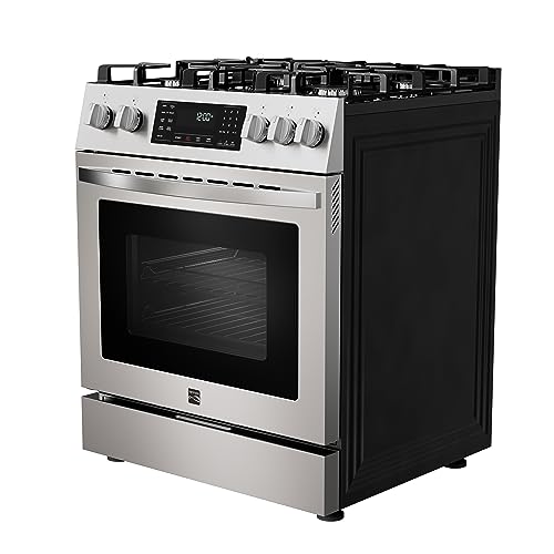 Kenmore Front Control Gas Range Oven with 5 Cooktop Burners, True Convection, Steam and Self Clean, Freestanding Stainless Steel Stove and Oven, 4.8 cu. ft. Capacity Kenmore