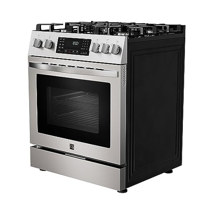 Kenmore Front Control Gas Range Oven with 5 Cooktop Burners, True Convection, Steam and Self Clean, Freestanding Stainless Steel Stove and Oven, 4.8 cu. ft. Capacity