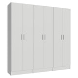 Madesa Wardrobe Armoire Closet Pantry Storage Cabinet with 6 Doors and 15 Utility Shelves 71" L Wooden Organization Unit for Bedroom, Office, Laundry Room, Kitchen, and Garage - White Madesa