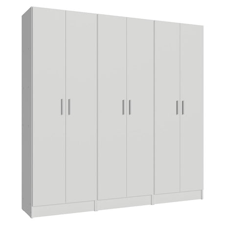 Madesa Wardrobe Armoire Closet Pantry Storage Cabinet with 6 Doors and 15 Utility Shelves 71" L Wooden Organization Unit for Bedroom, Office, Laundry Room, Kitchen, and Garage - White Madesa