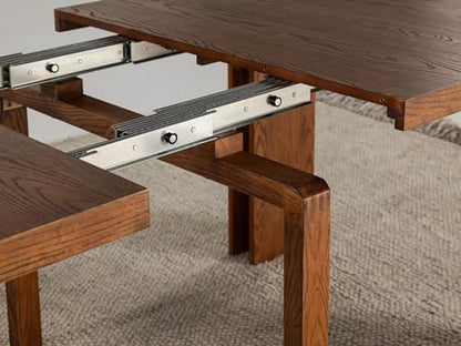 Transformer Table Dining Table Set for 4 to 12, Extendable Wood Dining Table 1 to 10 feet with Extendable Bench - Space Saving Furniture Wood (Brown, Table Only) - WoodArtSupply