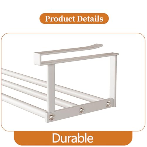 Under-Shelf Expandable Shoe Rack Organizer, White Metal, 40-70cm Width Adjustable, Cabinet Storage for Closet (2 Pcs) Generic