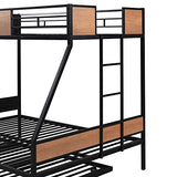 Olela Twin Over Full Bunk Beds with Trundle Bed, Heavy Duty Metal Frame with Safety Rails & 2 Side Ladders for 3 Sleepers, No Box Spring Needed for Kids, Teens, Guest Room, Max Capacity 850 Lbs Olela