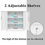 iDEKAI Metal Storage Cabinet with Lock, 36" Garage Storage Cabinets with 2 Lockable Doors and 2 Adjustable Shelves,Tall File Cabinet, Tool Cabinet for Office,Home,Garage,Gym,School (White) iDEKAI