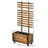 Outsunny Raised Garden Bed with Trellis, 58" Outdoor Wooden Planter Box with Wheels, for Vine Plants Flowers Climbing and Planting, Brown Outsunny