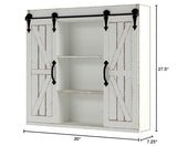 Kate and Laurel Cates Decorative Wall Storage Cabinet with Two Sliding Barn Doors, Rustic White Kate and Laurel
