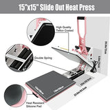 BetterSub Heat Press Machine 15x15 Inch, Digital Slide Out Drawer Heat Press for T-Shirts, 1000W Heat Press Machine for DTF, Sublimation, HTV Transfers, with LCD Control Panel & Pressure Adjustment BetterSub