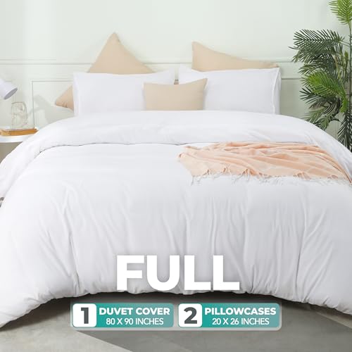 Utopia Bedding Duvet Cover Set with Pillowcases - 3 Pieces Bedding Duvet Cover with Zipper Closure - 1 Duvet Cover with 2 Pillowcases - Soft Brushed Microfiber (Full, White) Utopia Bedding